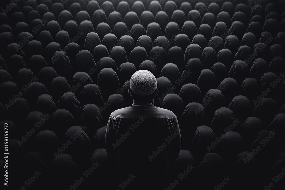 Obraz premium leader in prayer with a sea of followers