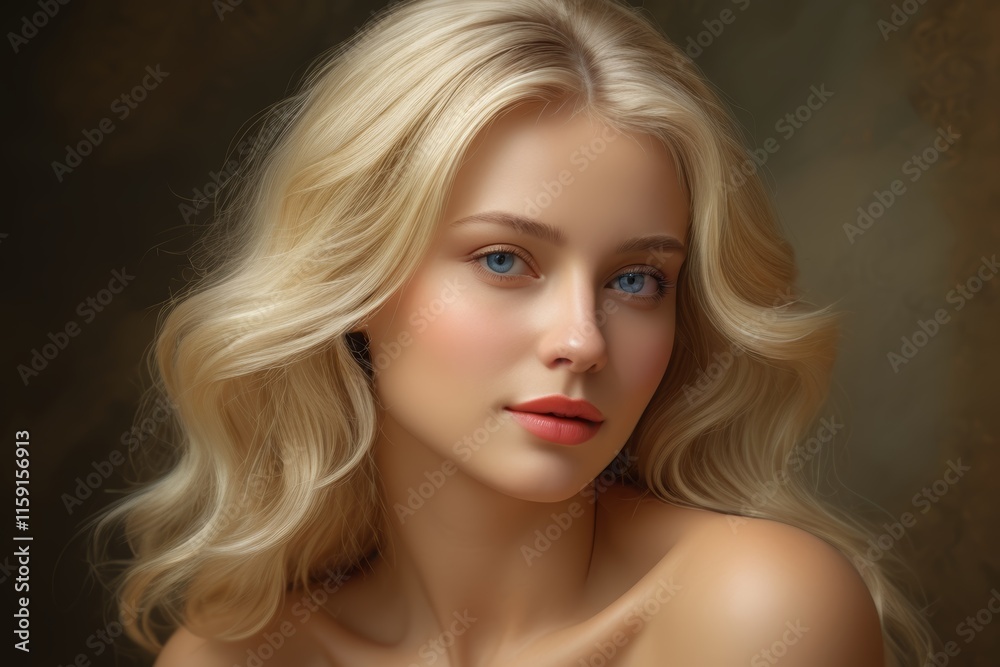 blond woman with blue eyes and red lips posing for a picture blond woman with blue eyes and red lips posing for a picture