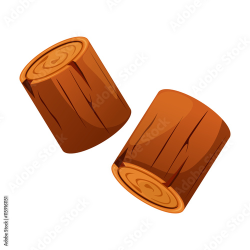 Wooden block cutout in cartoon style
