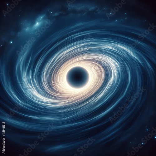 A star with a black hole at its center creating a swirling halo