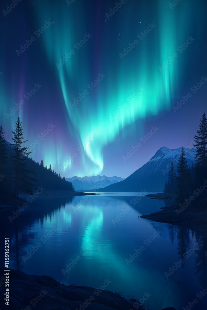 Aurora Borealis Lights Over a Lake Aurora Borealis Lights Over a Lake