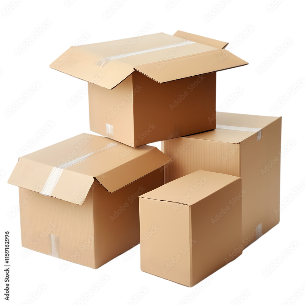 Cardboard boxes warehouse mockup clip art isolated on white background Cardboard boxes warehouse mockup clip art isolated on white background