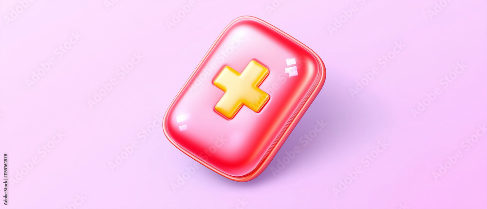 3D Render of a Pink First Aid Kit Icon. 3D Render of a Pink First Aid Kit Icon.