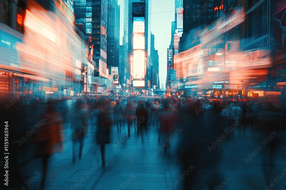 City Crowd on a Sunny Day Background. AI generated image City Crowd on a Sunny Day Background. AI generated image