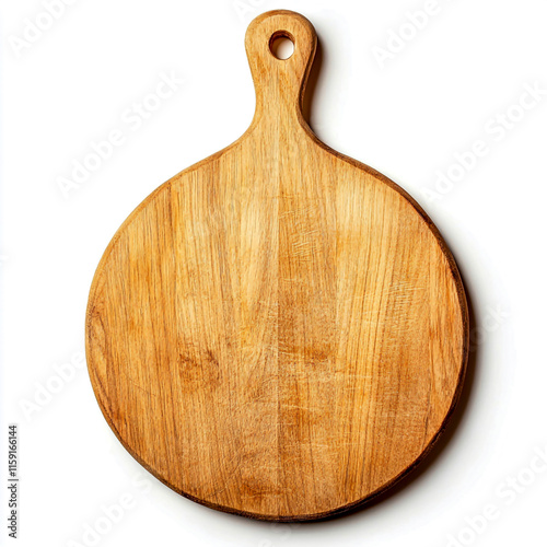 Wooden cutting board isolated on white background, top view. photo