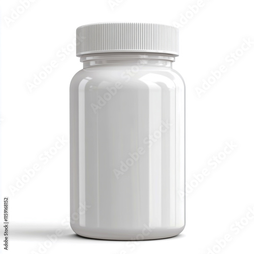White Pill Bottle isolated on white background. photo