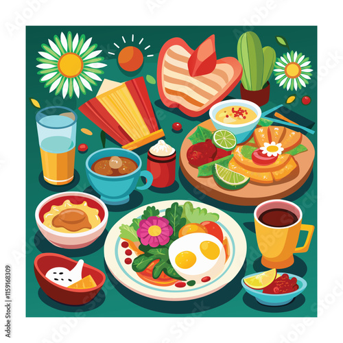 A Delicious Mexican Food Vector Illustration