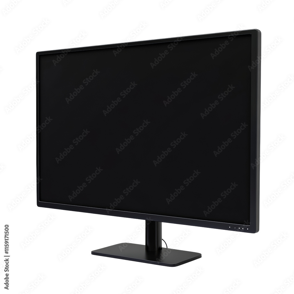 3D black monitor with black blank screen isolated transparent background 3D black monitor with black blank screen isolated transparent background