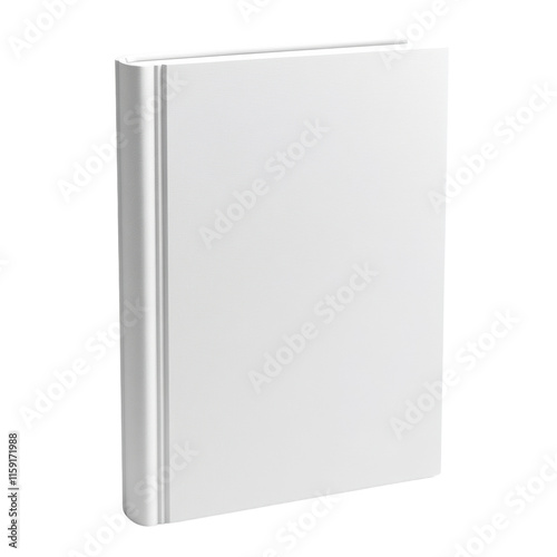 3D Blank white hard cover book isolated transparent background