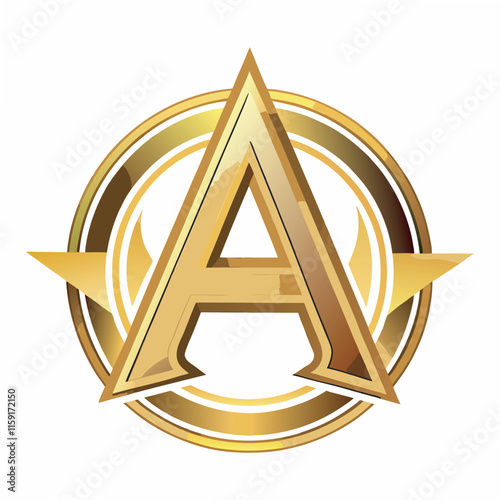A logo with a gold letter a and a gold letter vector