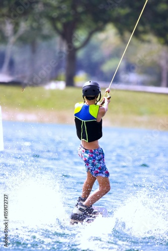 child playing in the water