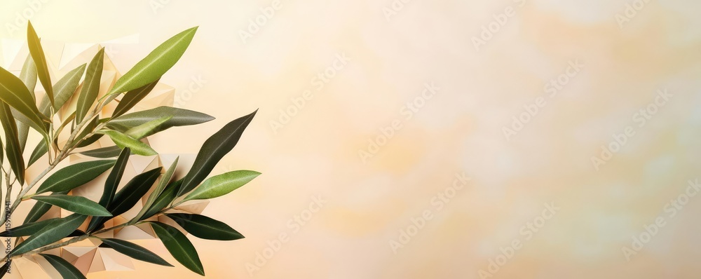 Olive tree abstract background concept. A serene and elegant olive branch against a warm, muted background, perfect for decor. Olive tree abstract background concept. A serene and elegant olive branch against a warm, muted background, perfect for decor.
