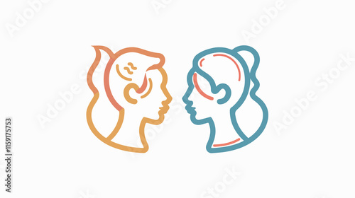 Lesbian Gender Symbols Line Art Icon for Apps and Websites photo