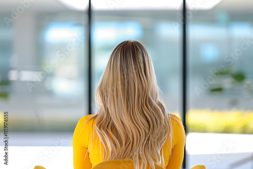 therapist session, a psychologist woman in a therapy session, with vibrant tones and soft lighting capturing her professional yet empathetic expression and modern office ambiance photo