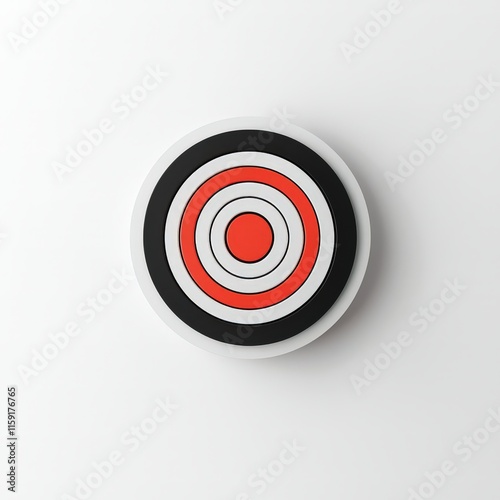 Minimalist graphic of a red and white bullseye target with concentric rings, symbolizing focus, precision, and achievement. Perfect for business and strategy concepts.