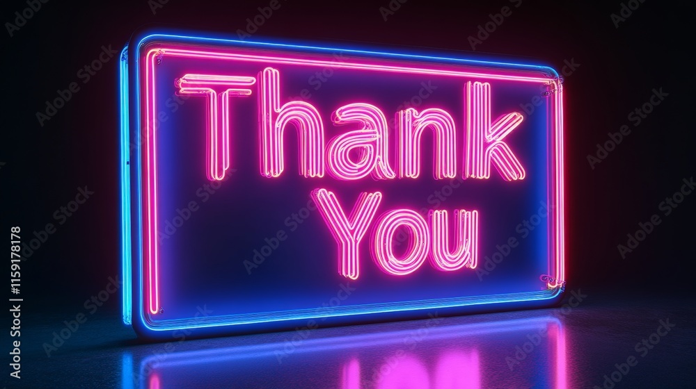 Glowing neon thank-you sign with modern aesthetic Glowing neon thank-you sign with modern aesthetic