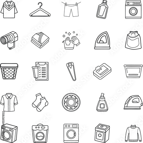 Laundry Day Essentials Clothes, Washing Machine, Iron, Detergent, Care