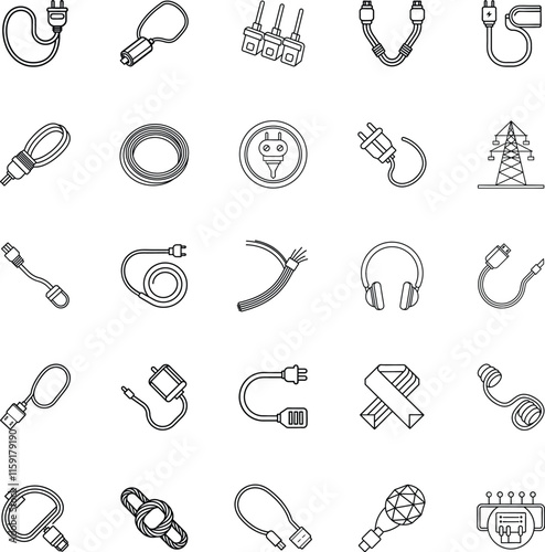 Electrical Connectors, Cables, Power Supplies, and Audio Equipment Illustrations