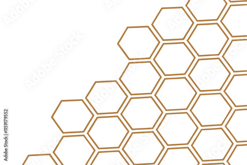 Abstract Honeycomb Pattern Golden Hexagons on White Background