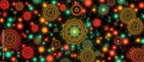 Harmonious Cybernetic Web - Art Nouveau Inspired Pattern
