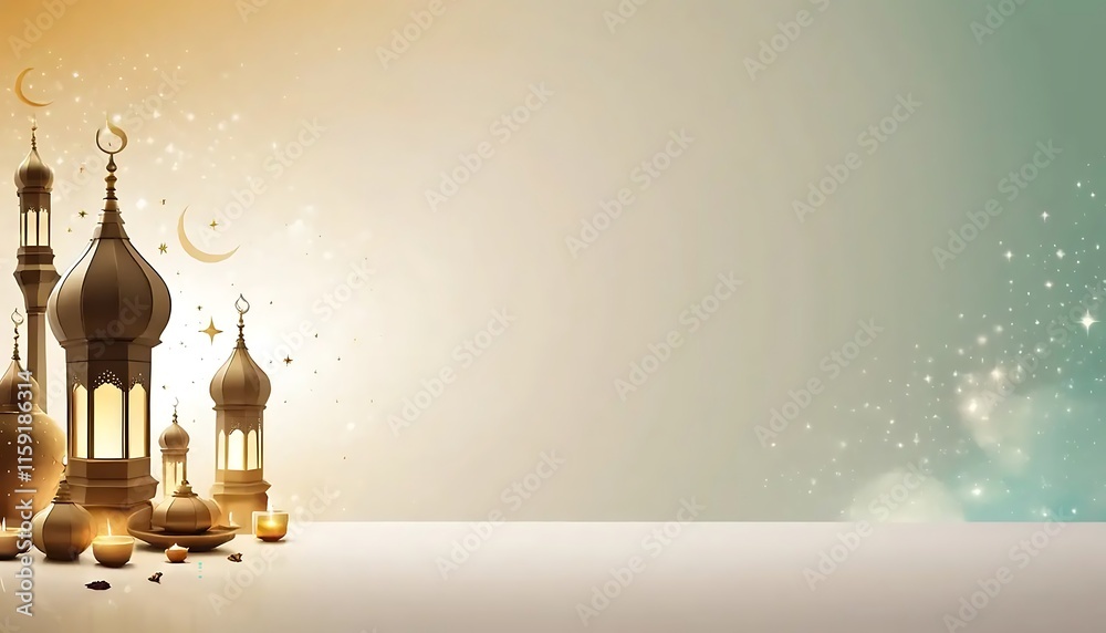 Golden Mosque Lanterns - a Serene Islamic Festive Design Golden Mosque Lanterns - a Serene Islamic Festive Design