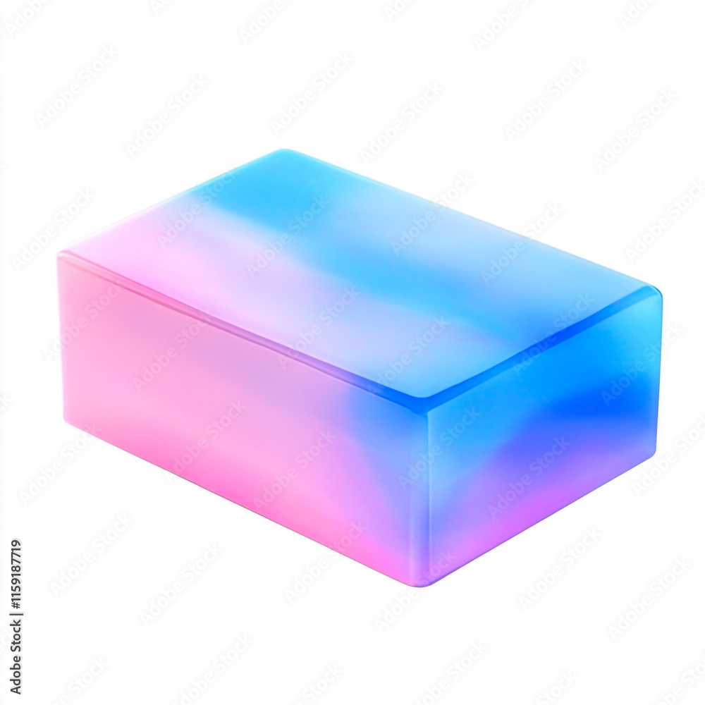 Vibrant rectangular block featuring a gradient of blue and pink Isolated on white background. Vibrant rectangular block featuring a gradient of blue and pink Isolated on white background.