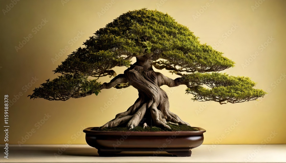 A big old bonsai tree with soft shadows A big old bonsai tree with soft shadows
