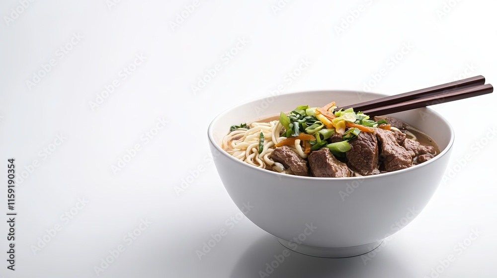 Aromatic Bowl of Kuay Teow Reua with Fresh Toppings and Noodles in Small Serving Aromatic Bowl of Kuay Teow Reua with Fresh Toppings and Noodles in Small Serving