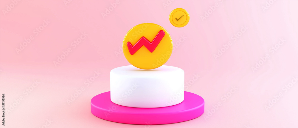 3D Render of Check Mark Icon on Pink Background. 3D Render of Check Mark Icon on Pink Background.