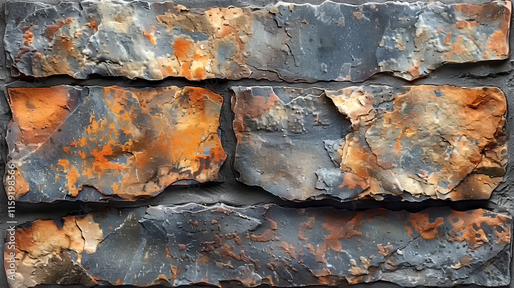 Weathered stone wall with unique patterns and hues Weathered stone wall with unique patterns and hues