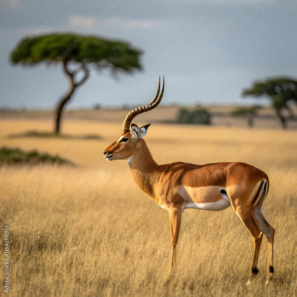 Fototapeta premium beautiful shot of a male impala in the fields