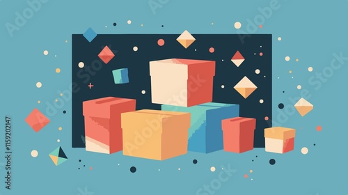 Mystery Boxes Vector Illustration with Flat Design