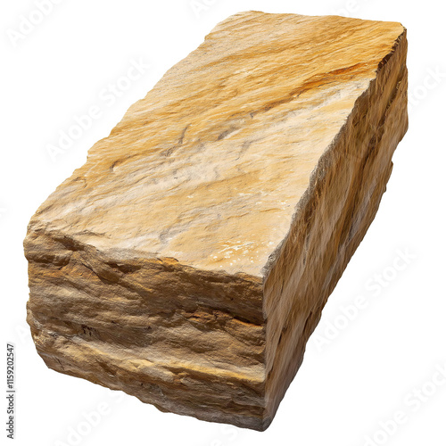 Rectangular sandstone rock isolated on transparent background