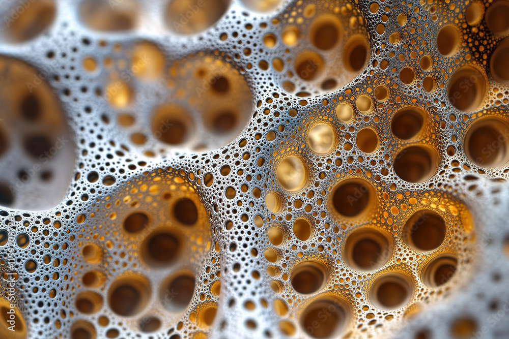 Bubbles and foam create an intricate pattern in a close-up view of a liquid at room temperature