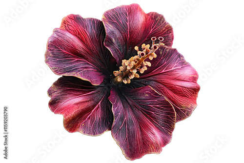 Hibiscus exotic concept. A vibrant hibiscus flower showcasing rich purple and pink hues in full bloom. photo