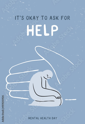 Abstract concept of  emotional support poster . Hand drawn vector illustration