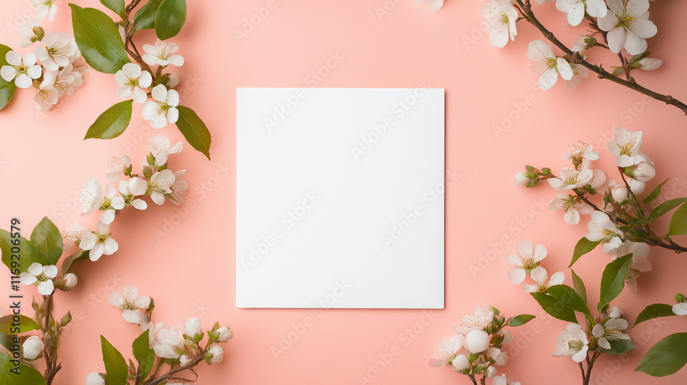 square blank white photo isolated on 3 d peach background square blank white photo isolated on 3 d peach background