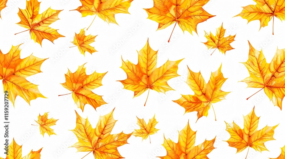 Autumn Fall Yellow Leaves Seamless Pattern for Design Projects Autumn Fall Yellow Leaves Seamless Pattern for Design Projects