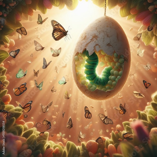 Butterfly Egg Hatching Present the process of butterfly egg hatc photo