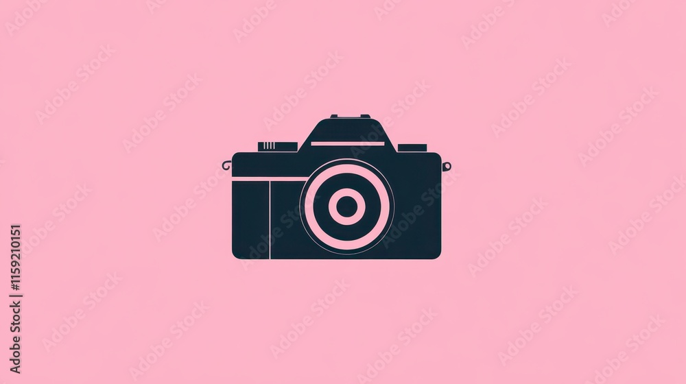 Minimalist camera logo design on pink background for modern branding concepts Minimalist camera logo design on pink background for modern branding concepts