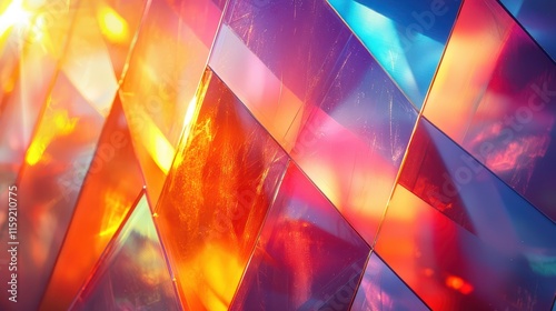 Shimmering holographic film reflecting vibrant colors and light patterns photo