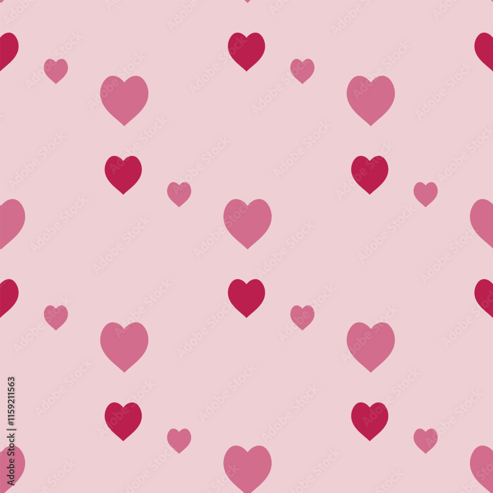Seamless pattern with magic pink hearts on light pink background. Vector image. Seamless pattern with magic pink hearts on light pink background. Vector image.