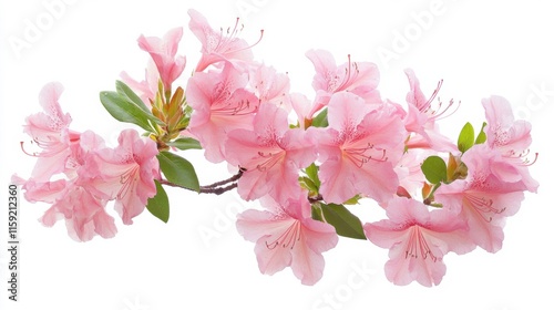 Wallpaper Mural Exquisite details of a blooming azalea bush with clusters of pink flowers, isolated white background, traditional botanical watercolor style Torontodigital.ca
