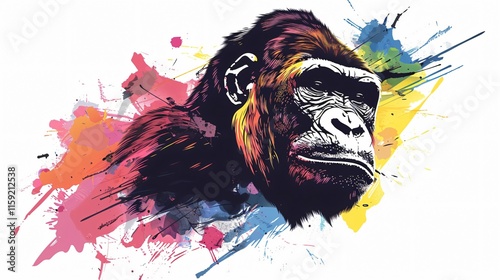 Gorilla Vector Design for T-shirt, Flat Vector Style photo