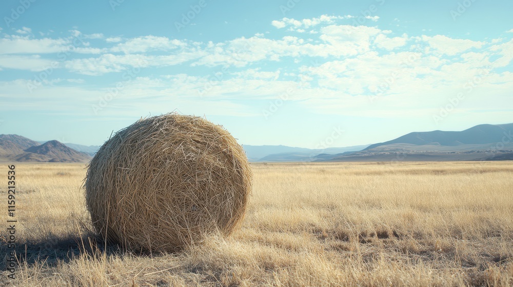 Tumbleweed rolls across a vast desert landscape under a clear blue sky Tumbleweed rolls across a vast desert landscape under a clear blue sky