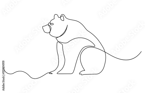Continuous Line Drawing of a Bear, Bear is taking a leisurely stroll in a continuous line drawing.