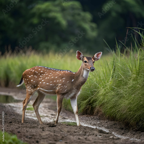 closeup of chital in mudumalai national park in photo