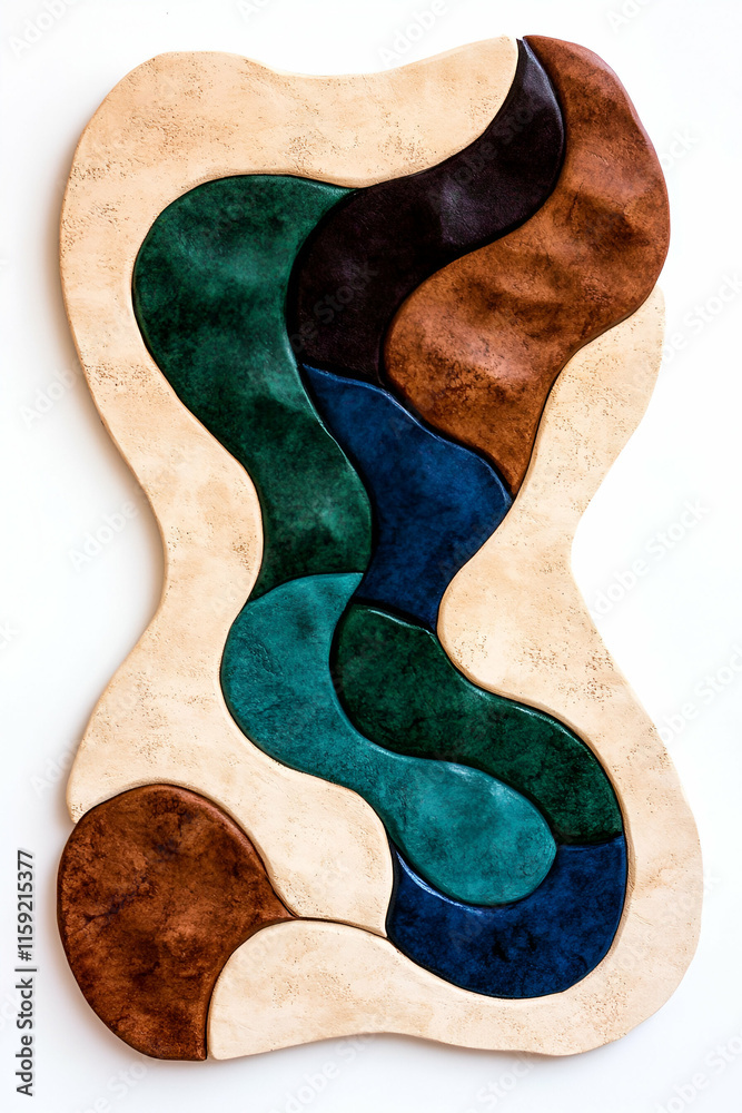 Abstract wall art featuring flowing shapes in earthy tones and vibrant colors, creating a textured and dynamic visual experience. Abstract wall art featuring flowing shapes in earthy tones and vibrant colors, creating a textured and dynamic visual experience.