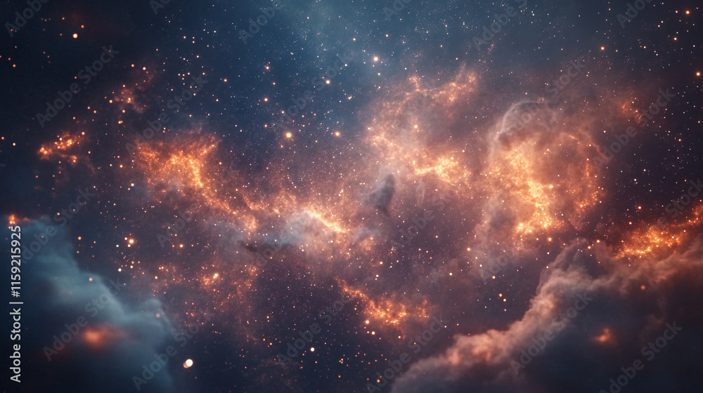 Cosmic nebula with bright stars and glowing gases in deep space Cosmic nebula with bright stars and glowing gases in deep space
