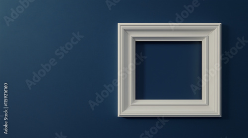 square white framed blank photo   isolated on 3 d  navy blue background photo